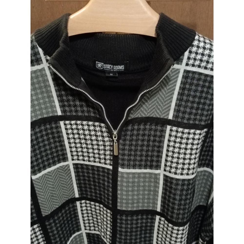 Stacy‎ Adams 2XLT Patchwork Jacquard Sweater, EUC – 1/4 Zip, Big & Tall - Picture 3 of 8